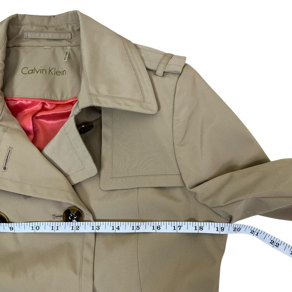 Calvin Klein Classic Khaki Waterproof Double Breasted Trench Coat Belted Fitted - Picture 14 of 16